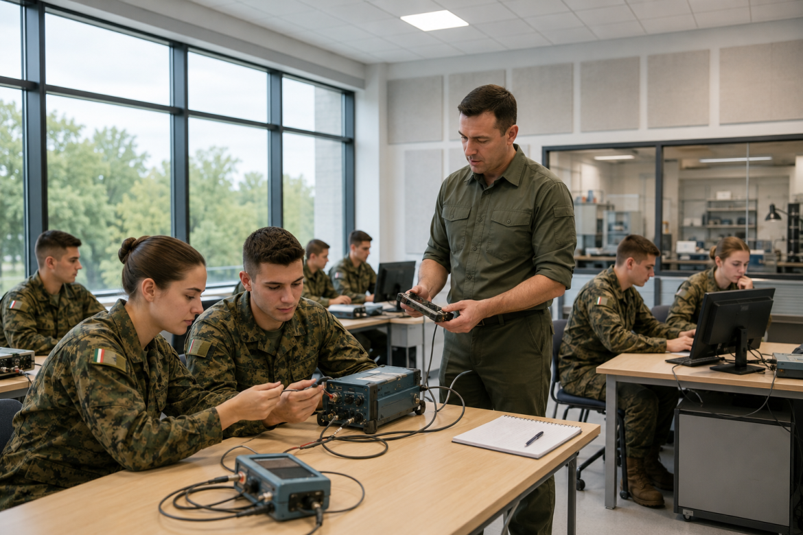 Курсанти на практичному занятті з телекомунікаційного обладнання та інформаційних систем у навчальній лабораторії.